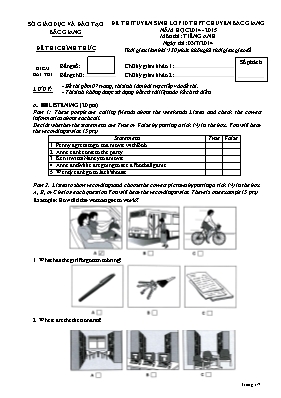 Đề thi tuyển sinh vào Lớp 10 THPT chuyên Bắc Giang môn Tiếng Anh - Năm học 2014-2015 - Sở GD & ĐT Bắc Giang
